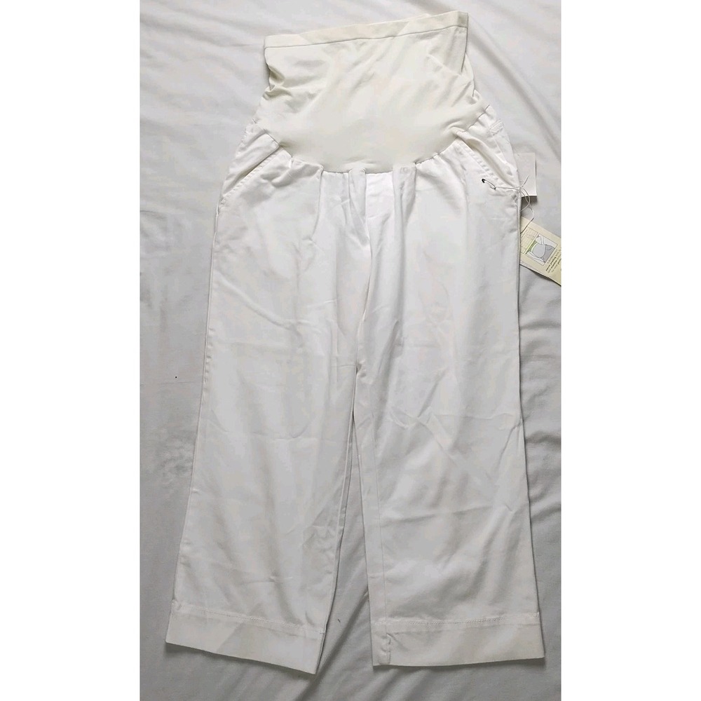 Oh Baby Motherhood Maternity White Capri Crop Pants Secret Fit Belly Size Sm New